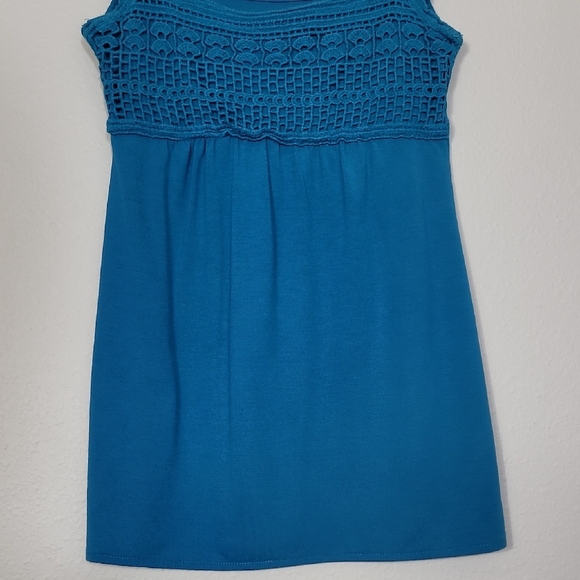 Y2K Energie Babydoll Crochet Knit Top Size S Teal Blue Twilight Core Elena Goth - Picture 3 of 11